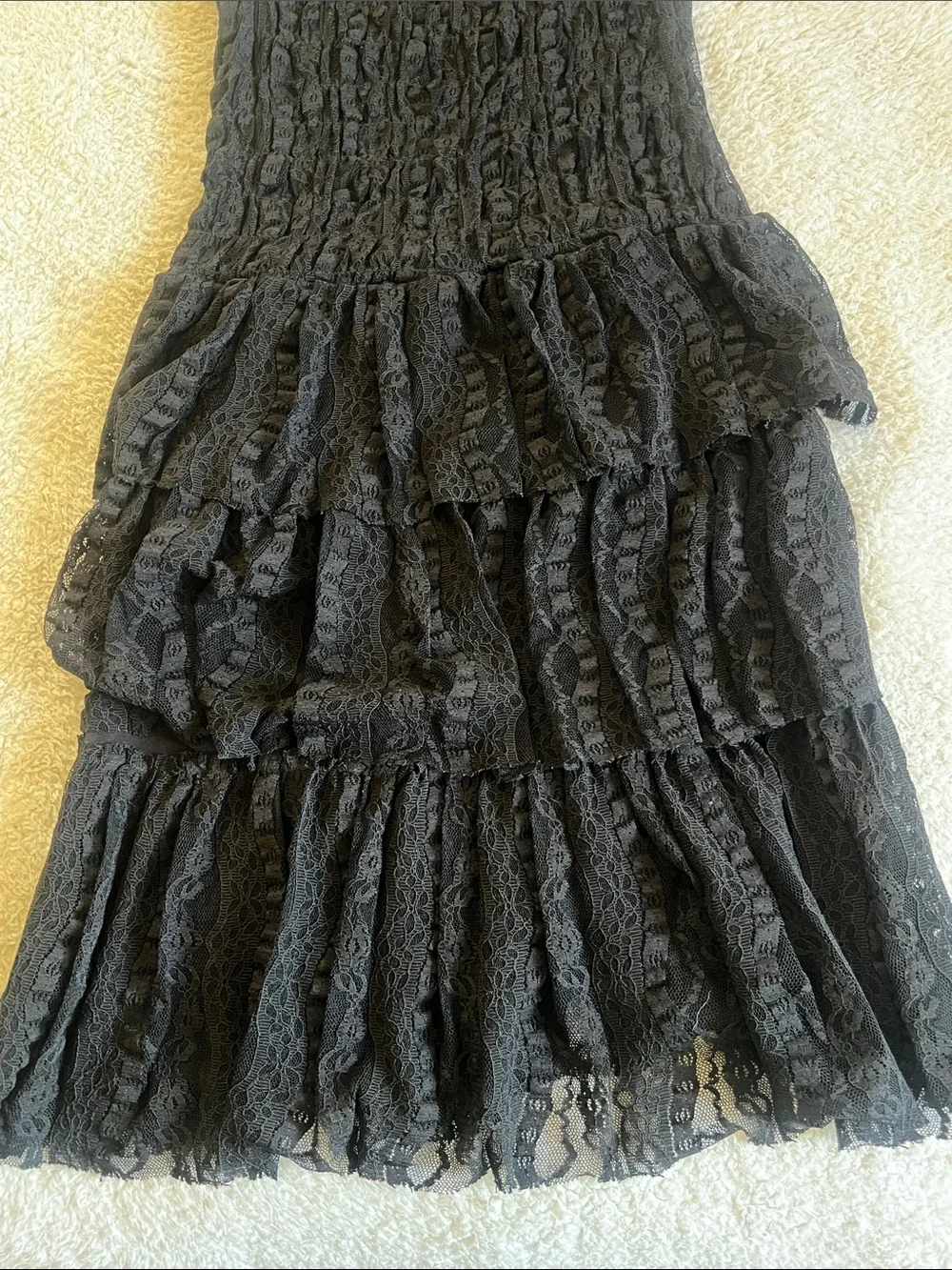 Free People Black Lace Tiered Dress Romantic Goth Whimsigoth S